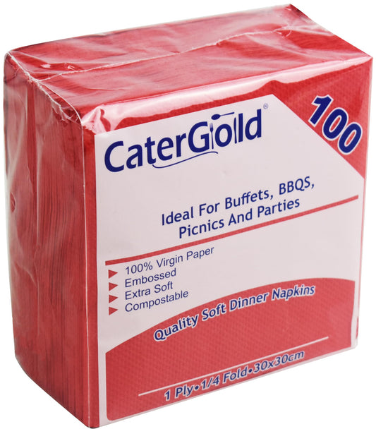 CaterGold 100pk Red Napkins 30x30cm 1ply