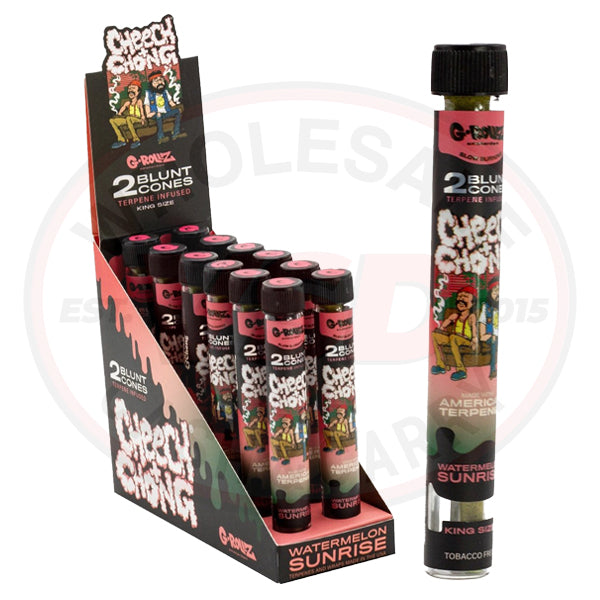 G-ROLLZ Blunt Cones (Cheech & Chong) - 12 Tubes Per Box - 2 Cones Per Tube - Watermelon Sunrise