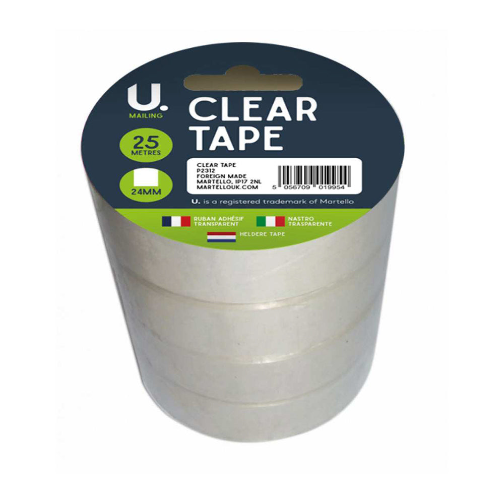 Clear Tape, 24mm x 25m, 4pk