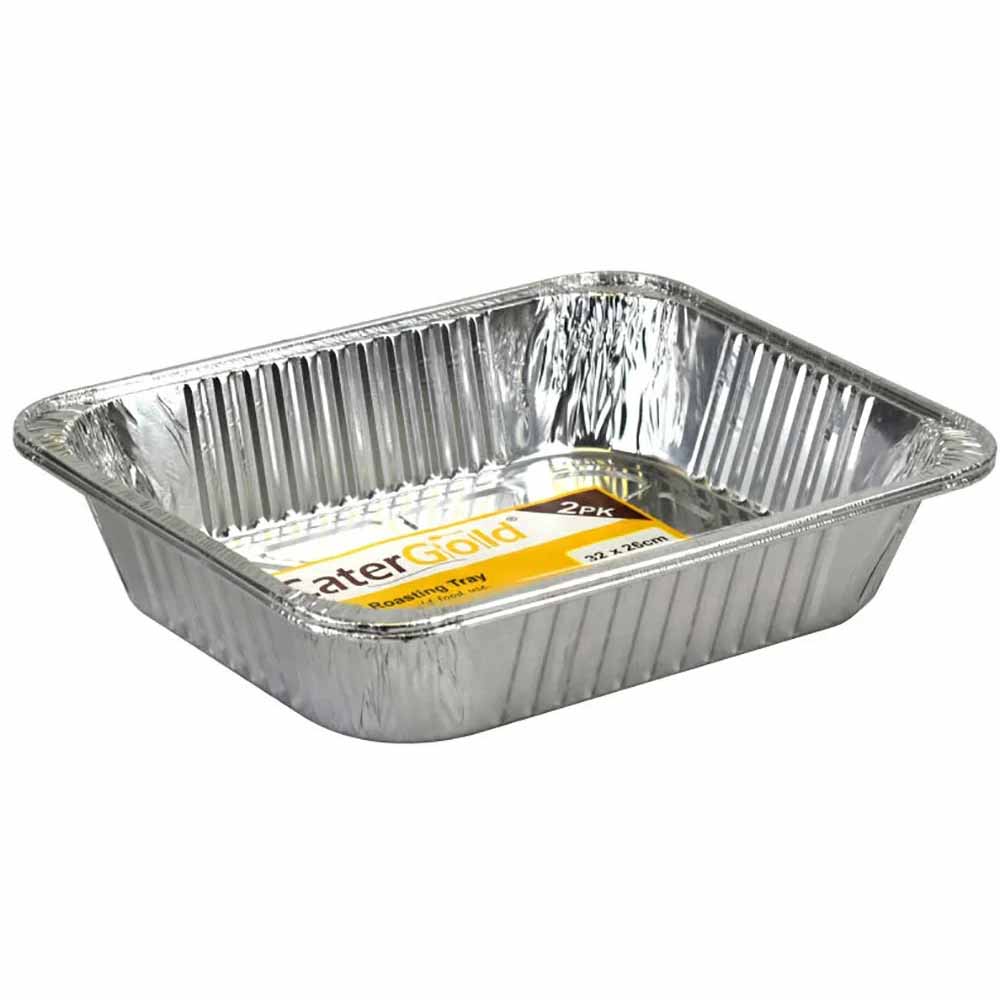 Square 2Pk Foil Roasting Tray M, (32x26x6.2cm)