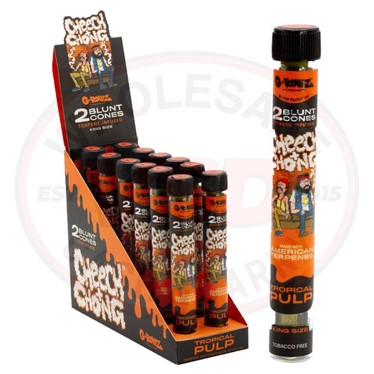 G-ROLLZ Blunt Cones (Cheech & Chong) - 12 Tubes Per Box - 2 Cones Per Tube - Tropical Pulp