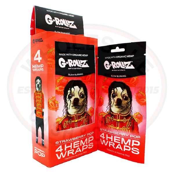 G-ROLLZ Hemp Wraps - 15 Per Box - 4 Per Pack - Strawberry Pop