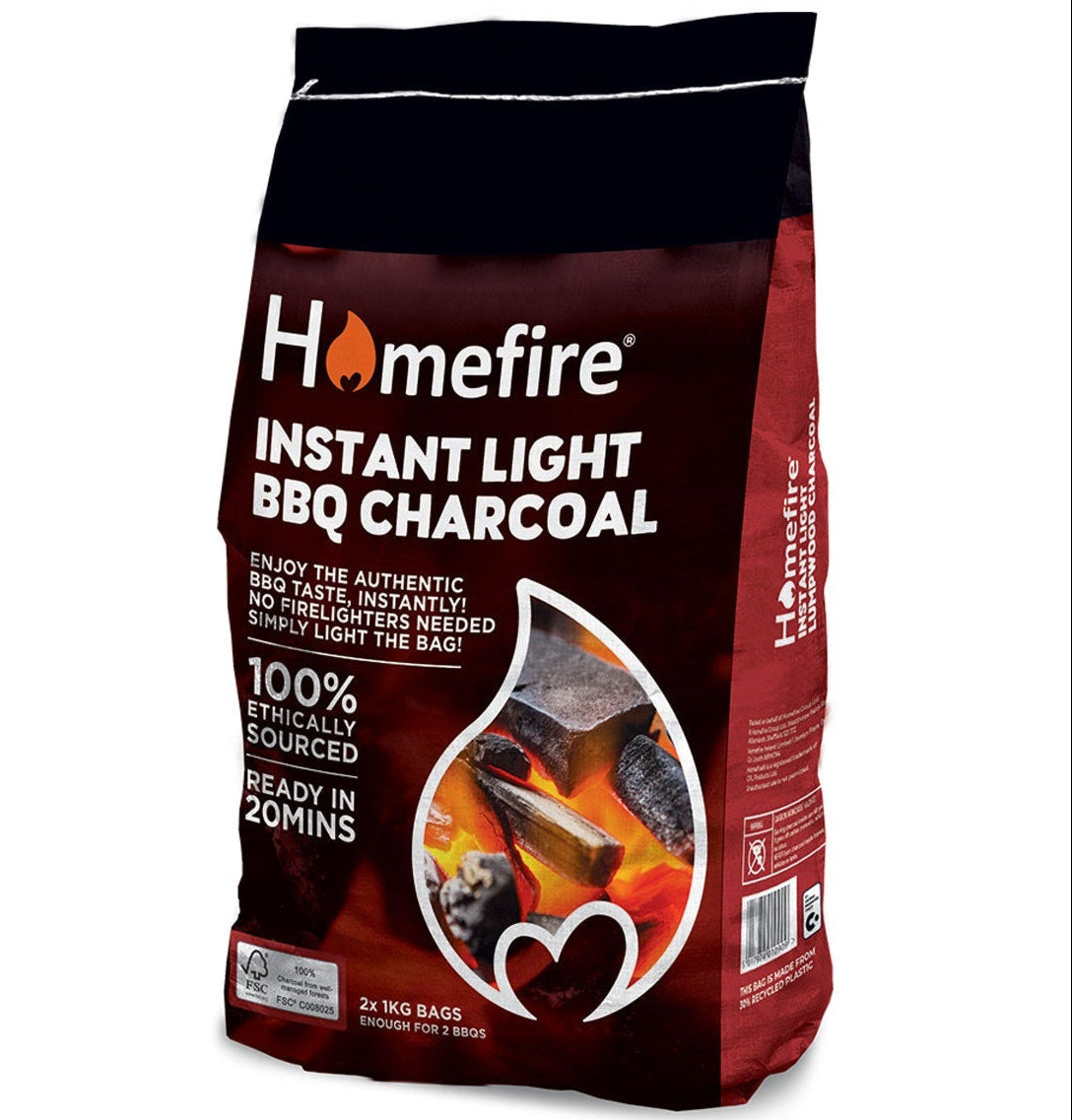 Homefire Instant Light Lumpwood Charcoal - 2 x 1kg
