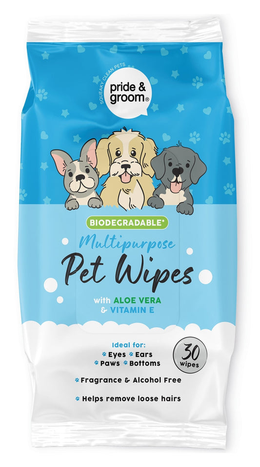 Pride & Groom Multipurpose Pet Wipes - 30 Pack