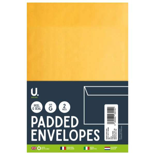 Padded Envelopes Size G 230x340mm, 2pk
