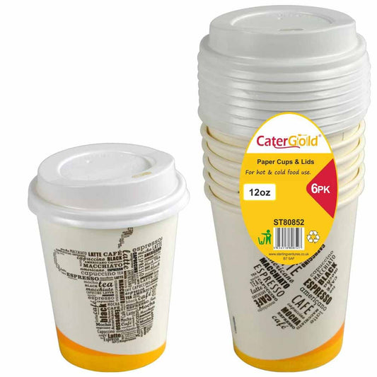 SW Paper Cup w/Lid 12oz 6pk