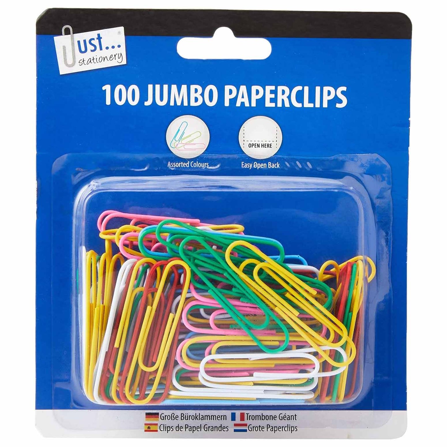 100 Jumbo Paperclips Assorted Colours