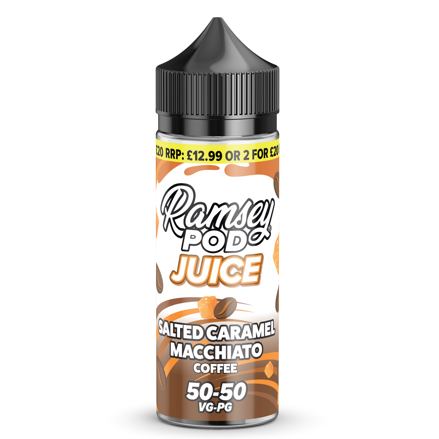 Salted Caramel Macchiato by Ramsey Pod Juice 50/50 100ml Shortfill