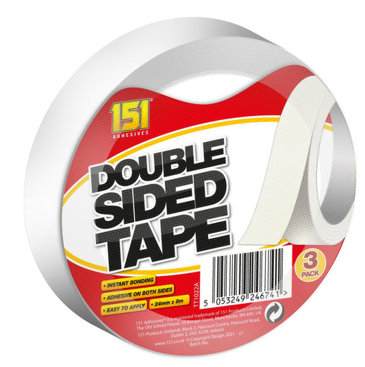 151 Double Sided Tape 3pk 8m x 24mm x 0.15mm