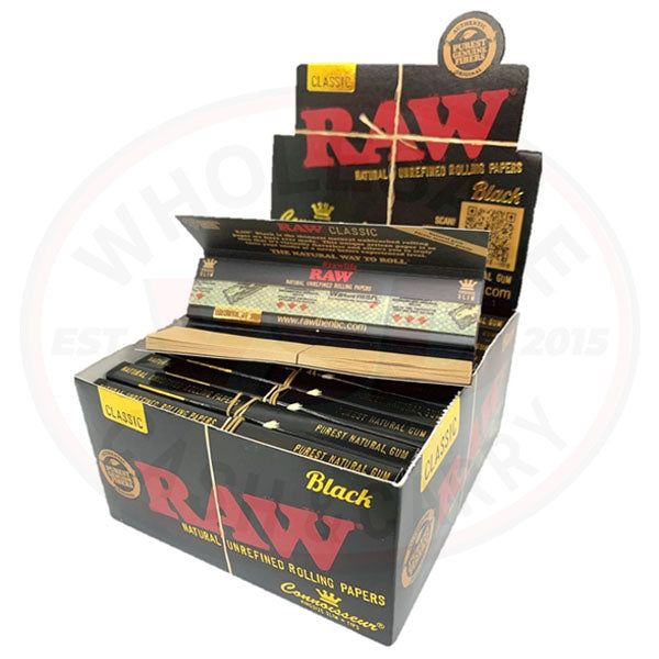 RAW Black King Size Slim Rolling Paper & Tips (24pcs)