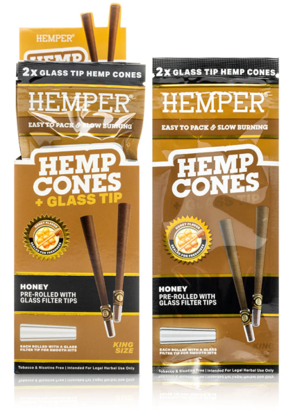 Hemper CONES KING Honey 2PK + Glass Tip