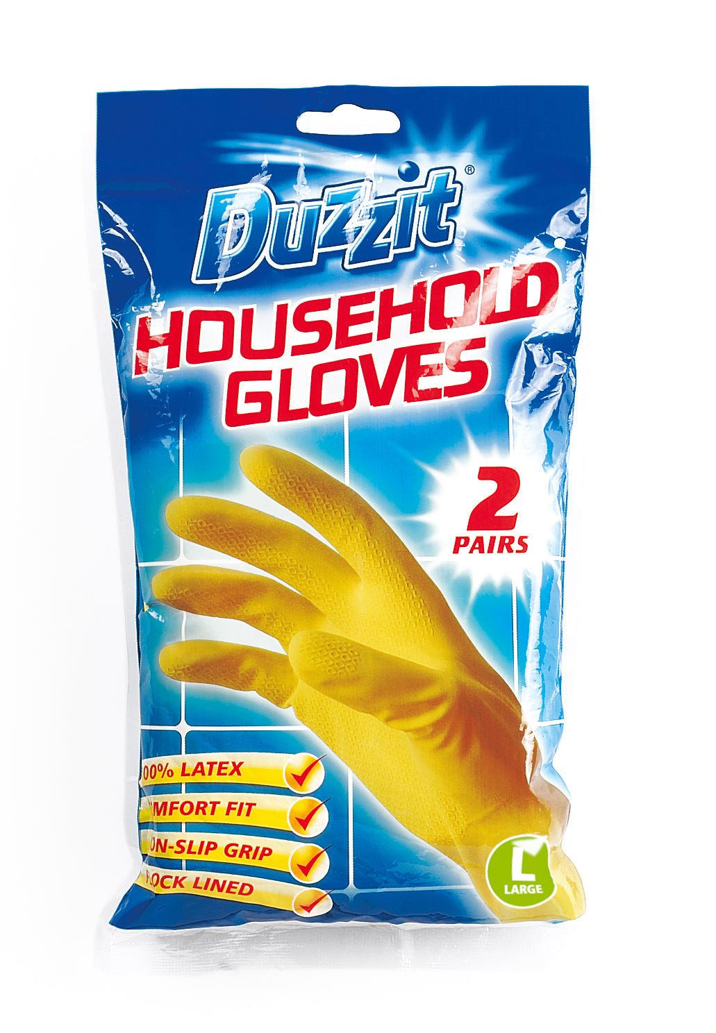 Duzzit Household Gloves 2 Pairs (L)