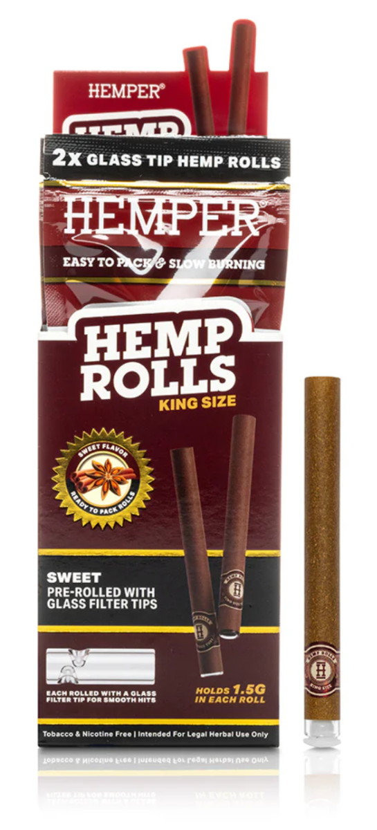Hemper ROLLS KING Sweet 2PK Hemp + Glass Tip