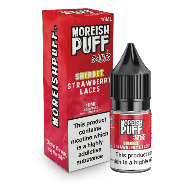 Moreish Puff Salts Strawberry Laces Sherbet 10ml Nic Salt-10mg