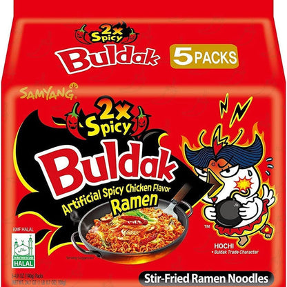 Buldak Noodles 2X Spicy Hot Chicken 130g x 5pks x 8 Bundles