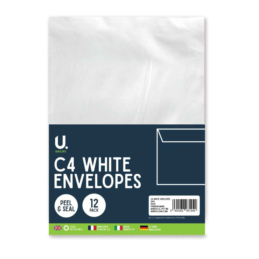 C4 White Envelopes, 12pk in CDU