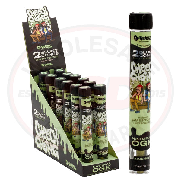G-ROLLZ Blunt Cones (Cheech & Chong) - 12 Tubes Per Box - 2 Cones Per Tube - Natural OGK