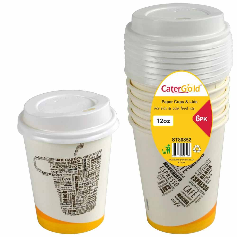 SW Paper Cup w/Lid 12oz 6pk