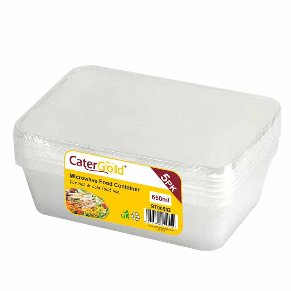 5pk 650CC Plastic Food Container