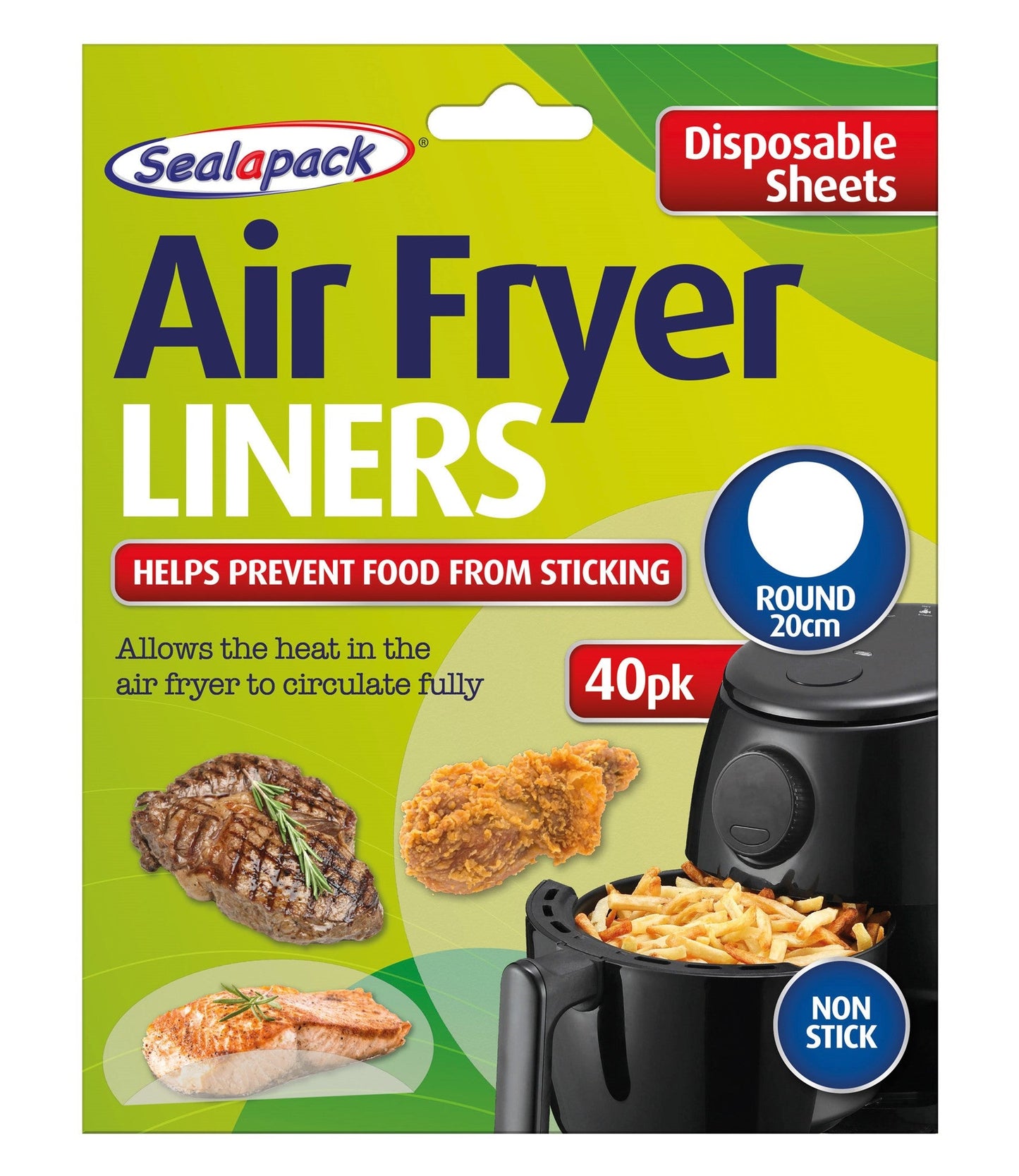 Seal-A-Pack Disposable Air Fryer Liners Round 40pk 20cm