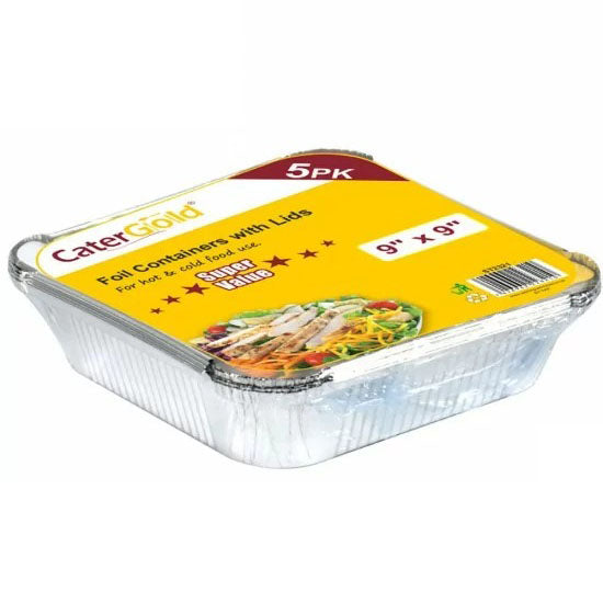 Aluminium Foil Containers With Lids 9" 5pk
