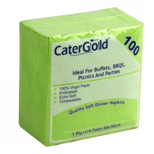 CaterGold 100pk Bright Green Napkins 30x30cm 1ply