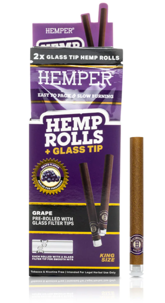 Hemper ROLLS KING Grape 2PK Hemp + Glass Tip