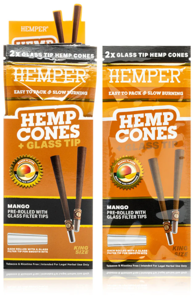 Hemper CONES KING Mango 2PK + Glass Tip