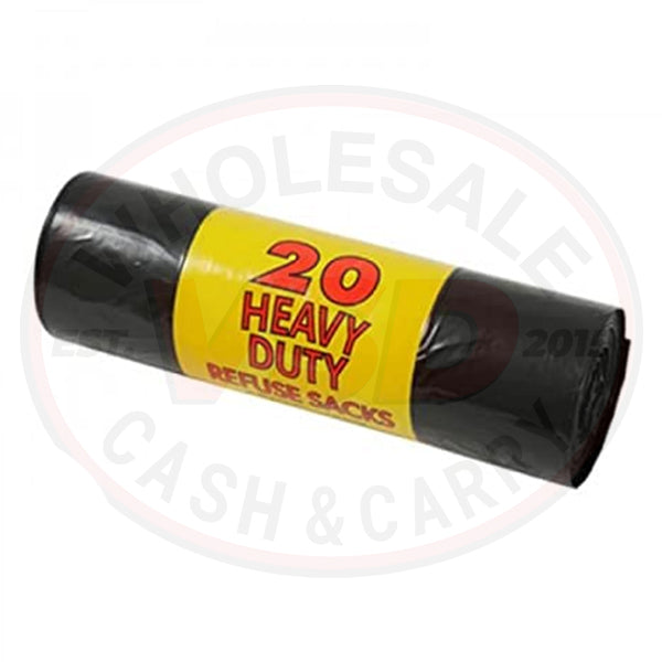 MD 20 Heavy Duty Refuse Sacks / Black Bin Bags 20'sx20 Rolls