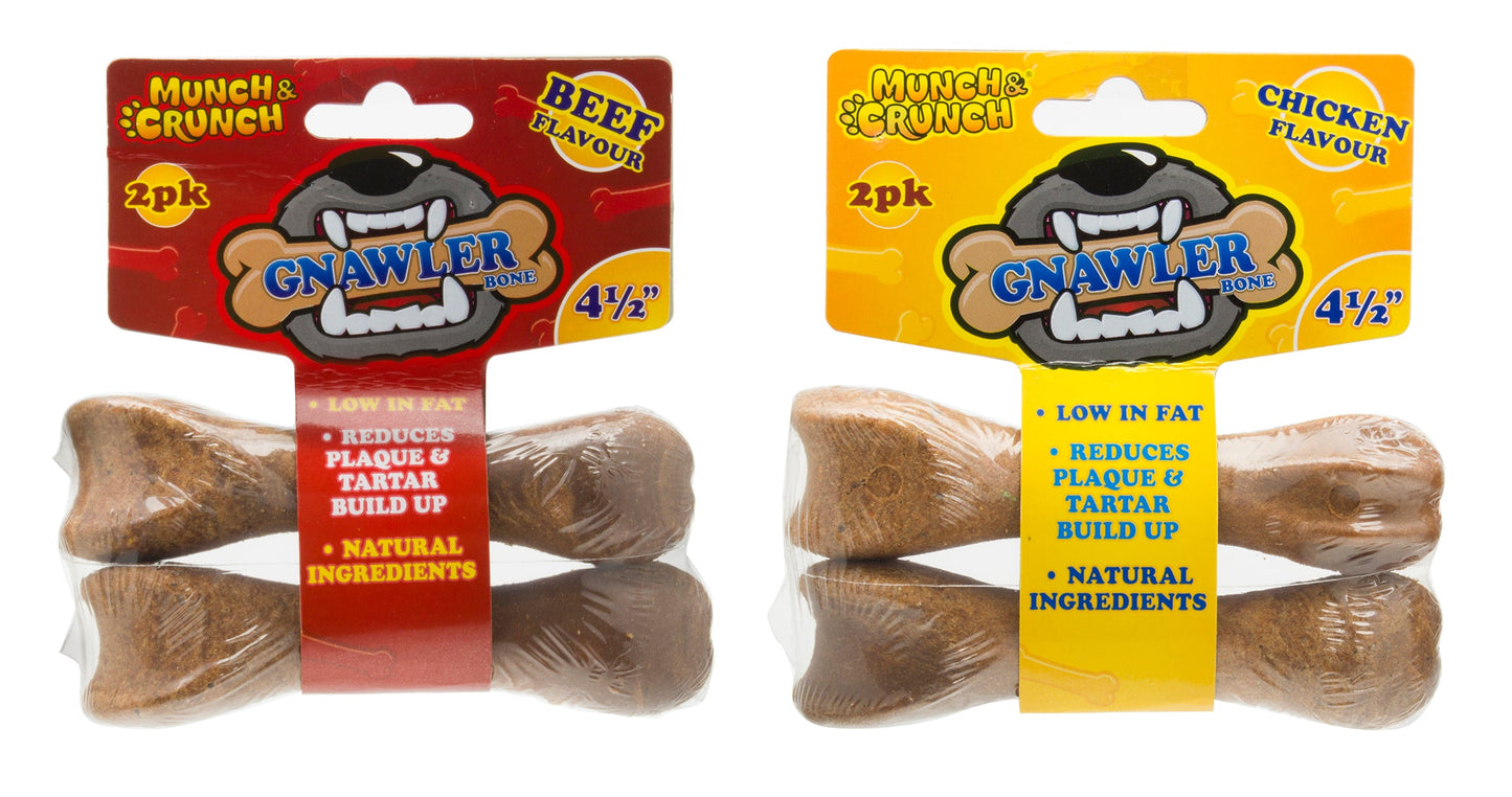Munch & Crunch Gnawler Bone 4.5" 2pk Assorted