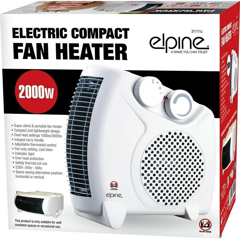 2000w Electric Fan Heater - White