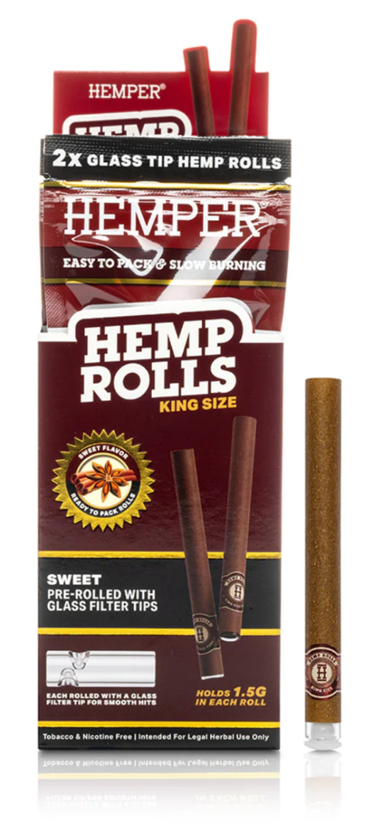 Hemper ROLLS KING Sweet 2PK Hemp + Glass Tip