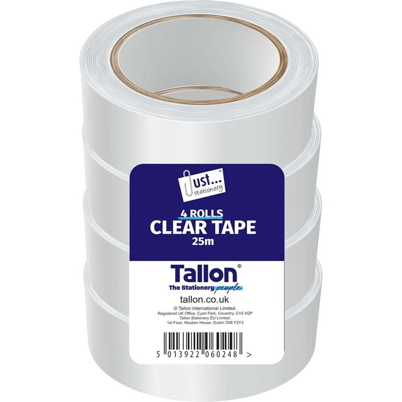4 by 25m Rolls 24mm Clear Tape