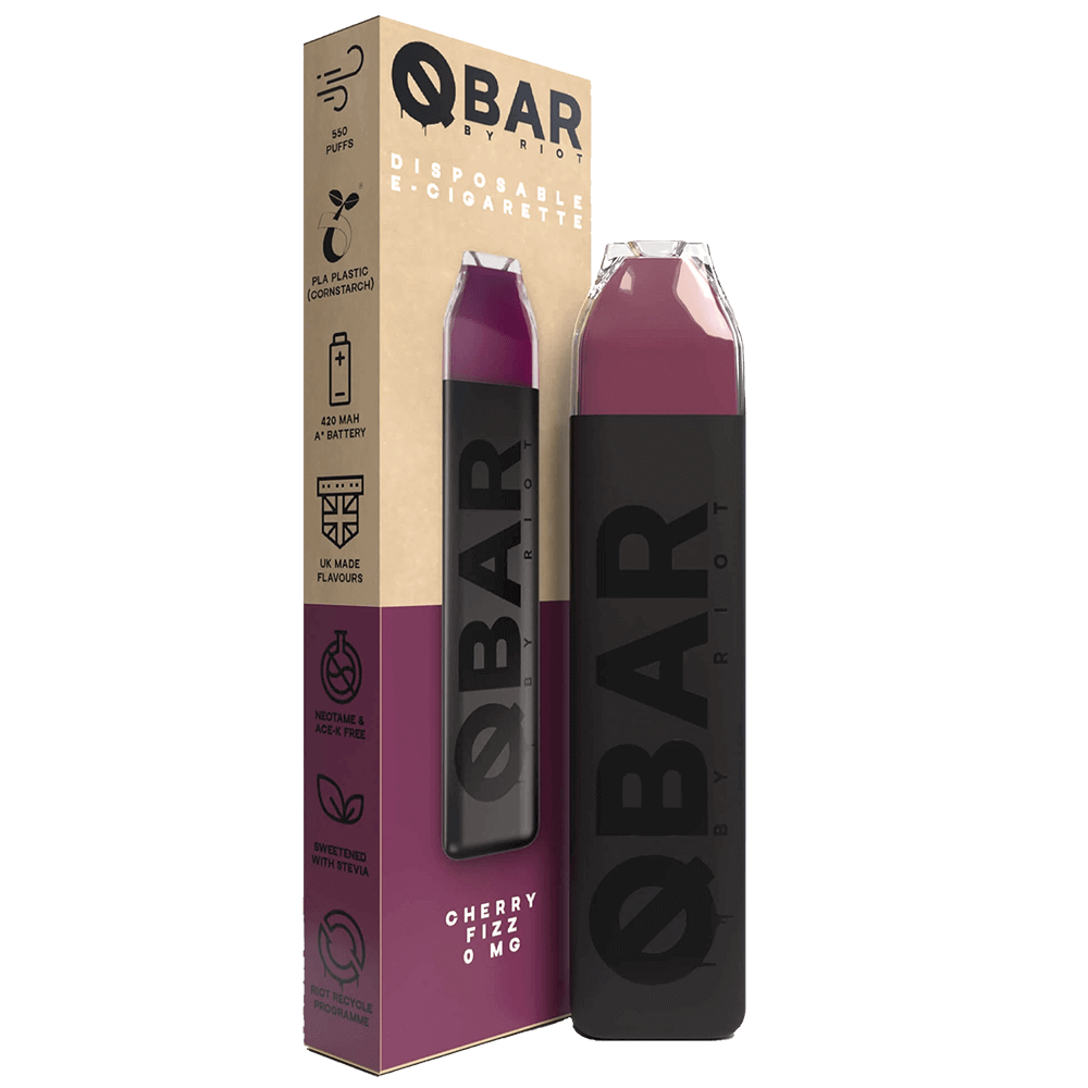 Riot Squad Q Bar Disposable Vape Device - Cherry Fizz - 0mg
