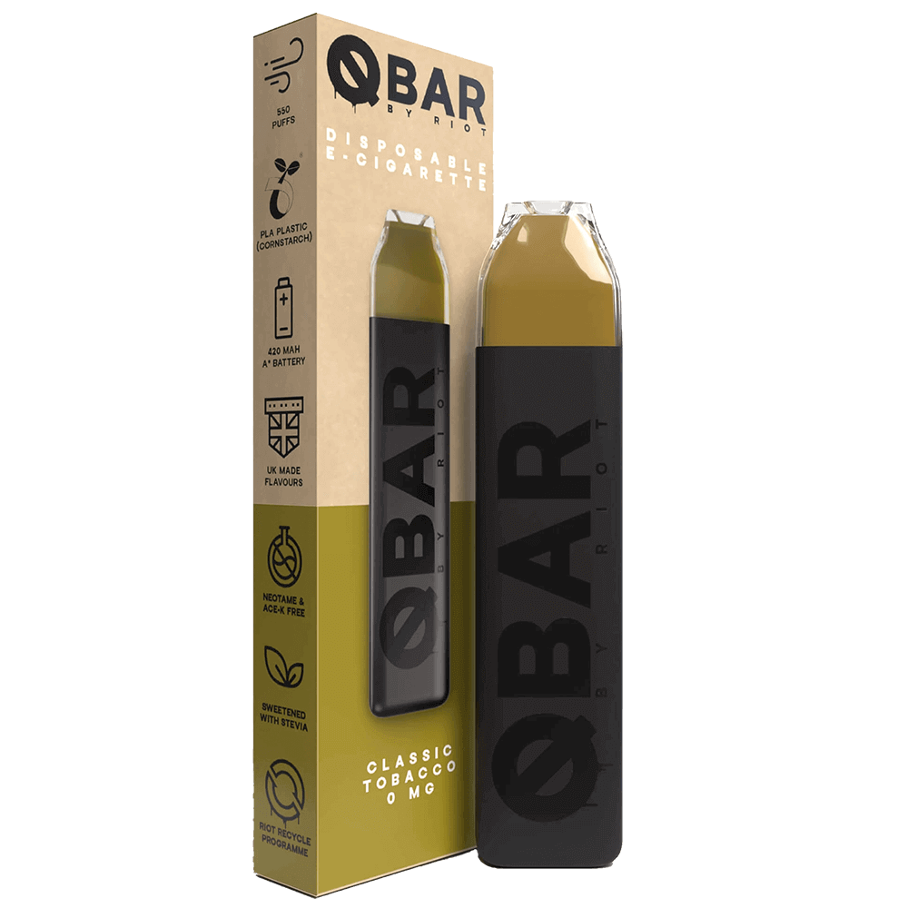 Riot Squad Q Bar Disposable Vape Device - Classic Tobacco - 0mg