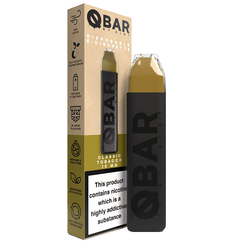 Riot Squad Q Bar Disposable Vape Device - Classic Tobacco - 10mg