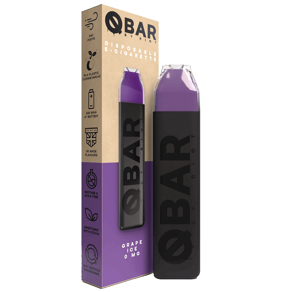 Riot Squad Q Bar Disposable Vape Device - Grape Ice - 0mg
