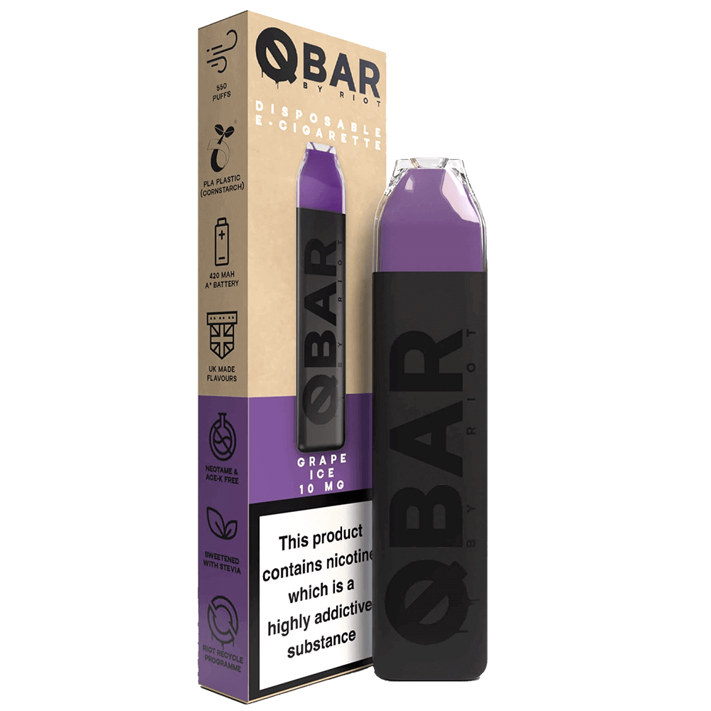 Riot Squad Q Bar Disposable Vape Device - Grape Ice - 10mg