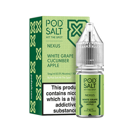 Pod Salt Nexus: White Grape Cucumber Apple 10ml Nic Salt