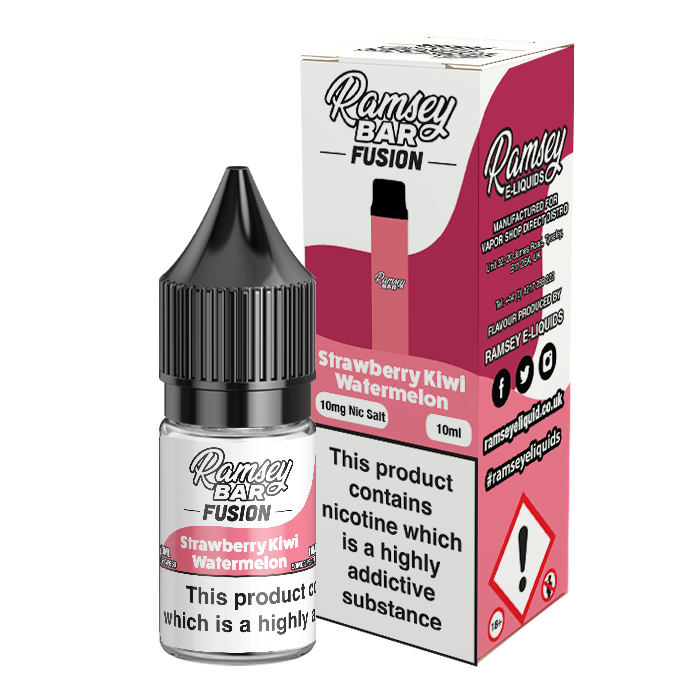 Ramsey Bar Fusion Strawberry Kiwi Watermelon Ice 10ml Nic Salt