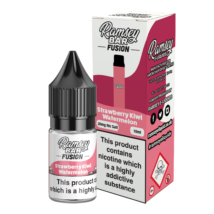 Ramsey Bar Fusion Strawberry Kiwi Watermelon Ice 10ml Nic Salt