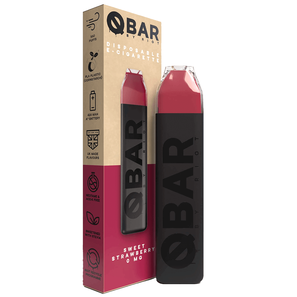 Riot Squad Q Bar Disposable Vape Device - Sweet Strawberry - 0mg