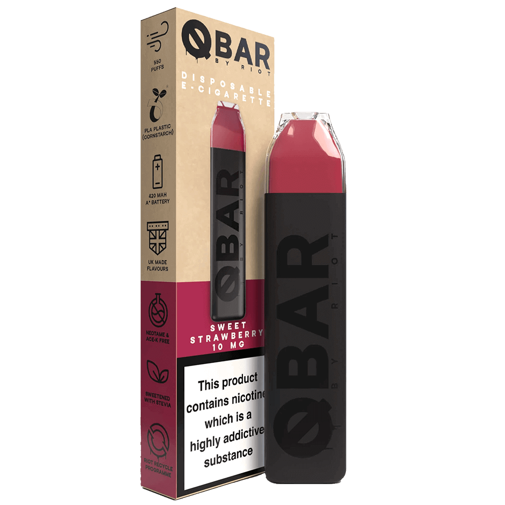 Riot Squad Q Bar Disposable Vape Device - Sweet Strawberry - 10mg