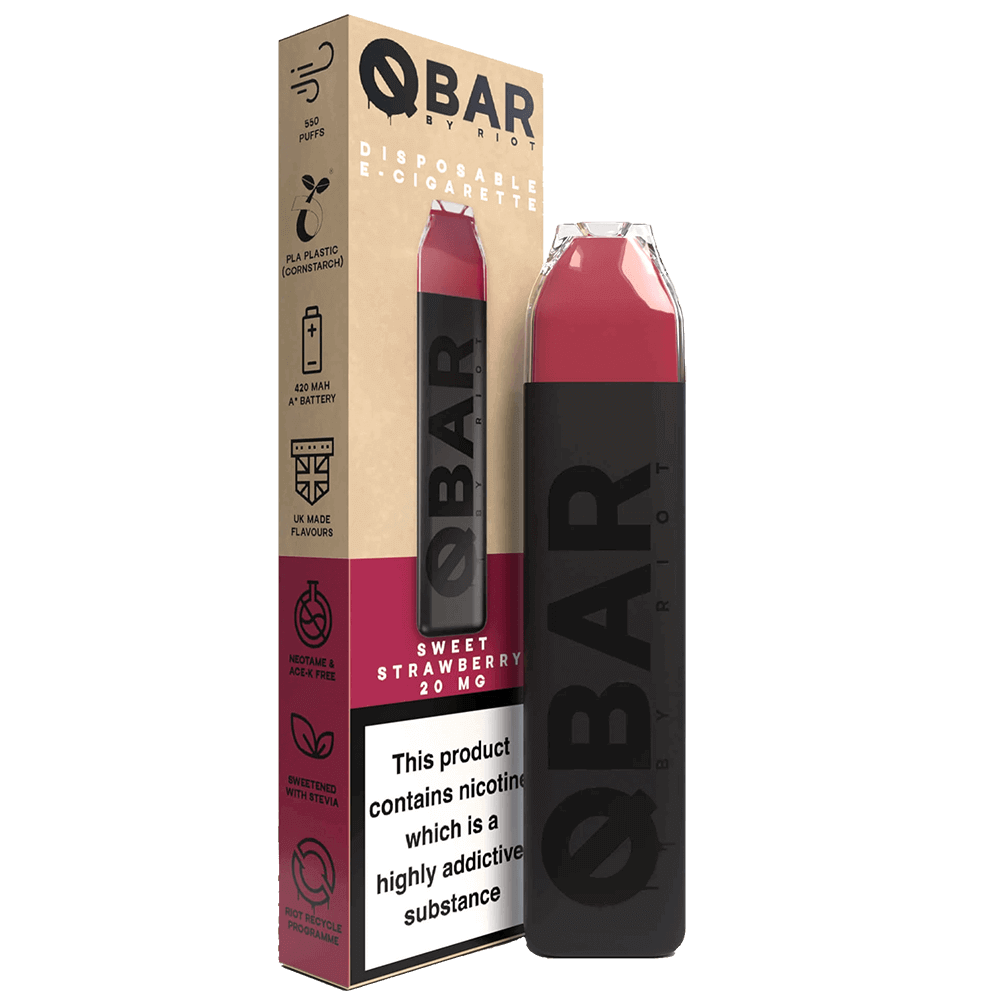 Riot Squad Q Bar Disposable Vape Device - Sweet Strawberry - 20mg