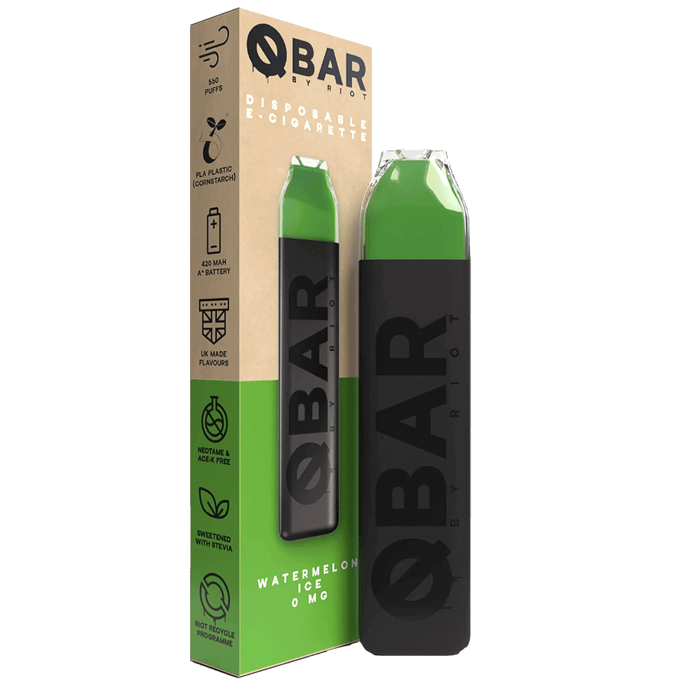 Riot Squad Q Bar Disposable Vape Device - Watermelon Ice - 0mg