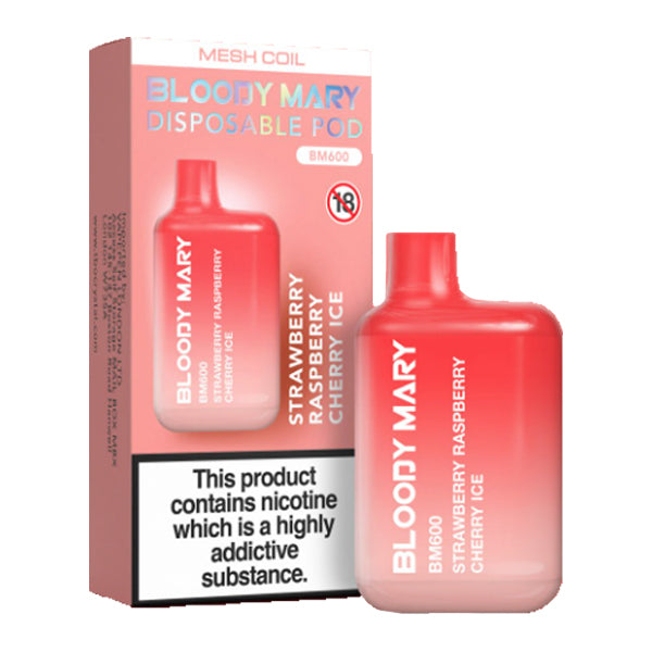 Bloody Mary BM600 Disposable Vape Strawberry Raspberry Cherry ice